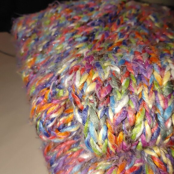 Cardigan Sweater XL Multicolor Oversize Cropped Chunky Knit Slouchy Large Button - Picture 14 of 14